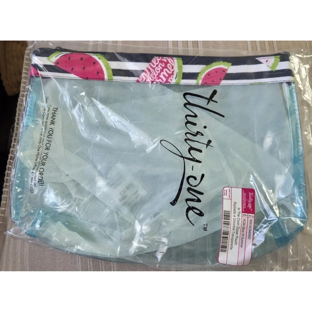 Thirty-One‎ In The Clear Zipper Pouch Slice Of Summer Retired New